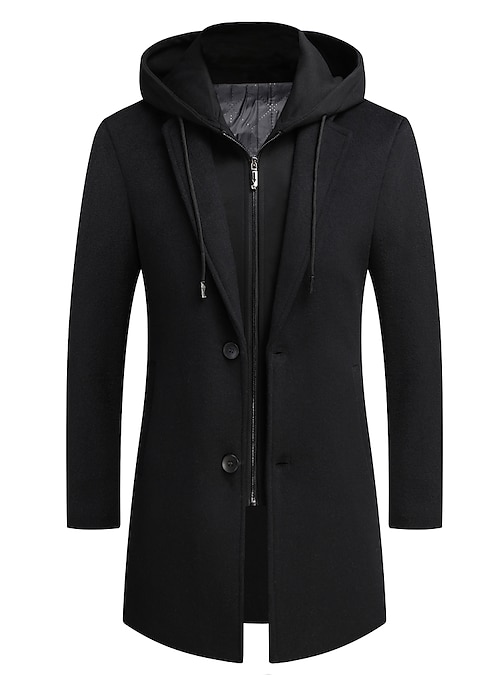 YOSUWOAI Manteau En Laine Pour Homme - Trench D'hiver élégant - Manteau D' Hiver - Manteau D'affaires - Couleur Unie - Revers - Veste D'hiver Pour Homme - Manteaux Chauds - Couleur Unie