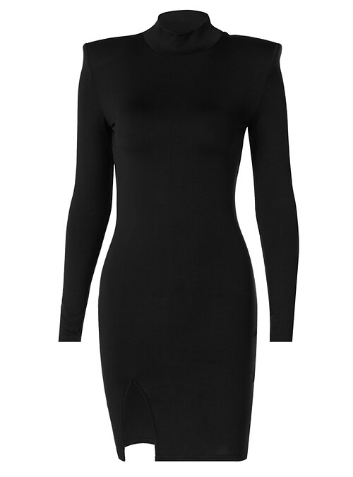 Per donna Vestito tubino Mini abito corto Nero Manica lunga Tinta unica  Autunno Inverno Collo alto Moda Informale Moderno 2022 S M L del 2022 a US  $15.35