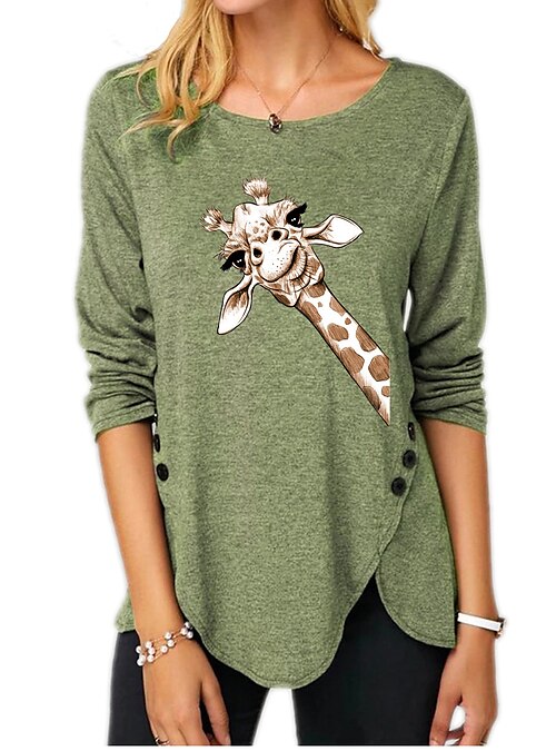 Women's fitted shirt with giraffe pattern