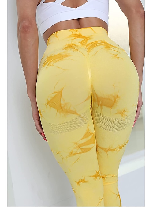 Women Scrunch Butt Lifting Leggings Tie Dye Seamless High Waisted Booty Gym  Yoga Pants Tummy Control Workout Compression Tights 
