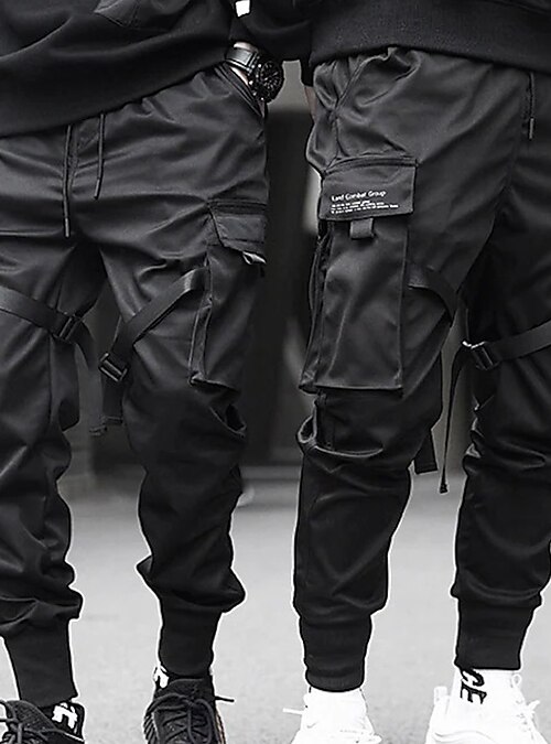 Men's Casual Sports Trousers Multi-Pockets Straight Leg Pants Jogger Cargo Pants 