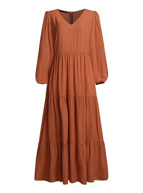 long sleeve cotton swing dress Unique Vintage Olive Green Long Sleeve Devon Swing Dress