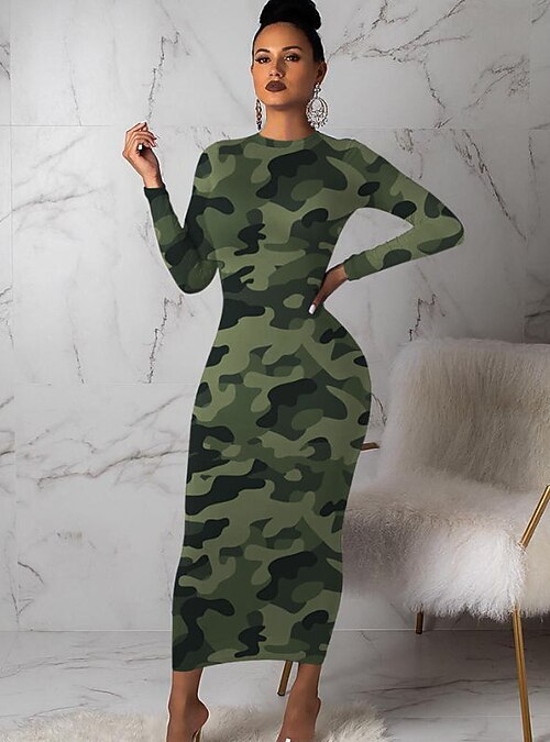 Women's Sheath Dress Midi Dress Green 