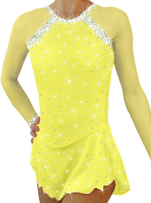 slim fit dress slacks Competition Figure Skating Dress White Skin Color Mesh Sleeves – Boutique  Step Up main image 1