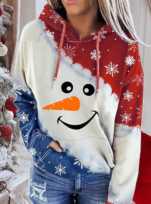Women's Hoodie Sweatshirt Color Block 