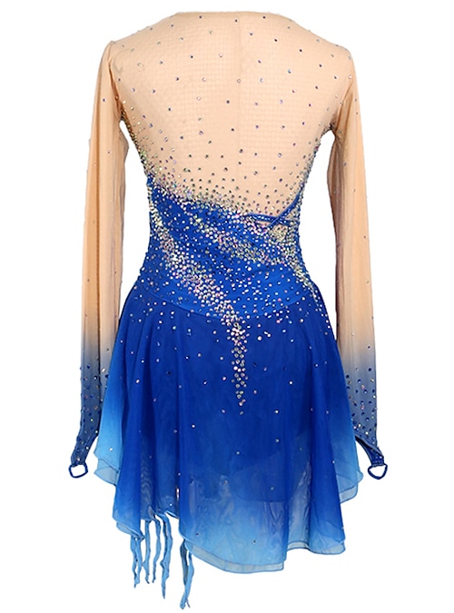 Robe De Patinage Artistique Bleu Filles Femmes Tenue Patinage Costume De  Compétition Danse Justaucorps à Manches Longues avec De La Tunique Haute  Qualité Cristaux : : Mode