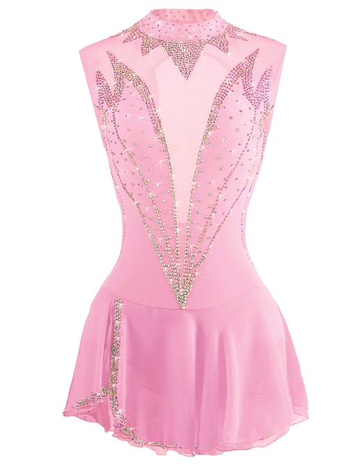 Figure Skating Dress Women's Girls' Ice Skating Dress Outfits White Pink  Burgundy Open Back Mesh Spandex High Elasticity Competition Skating Wear  Crystal / Rhinestone Sleeveless Ice Skating Figure 2026 - AU $199.29