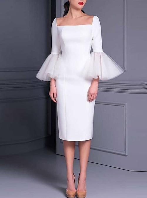 Knee length white dresses for clearance graduation