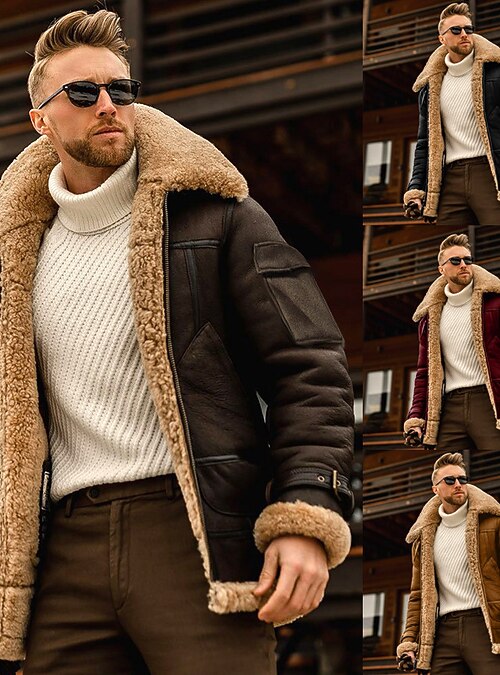 Men's Shearling Coat Winter Jacket 