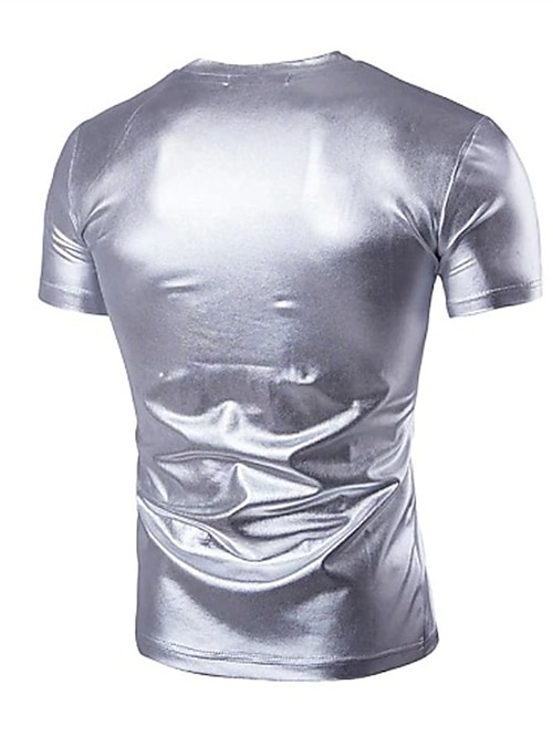 Silver V-Neck T-Shirt, Plain Shirts For Men