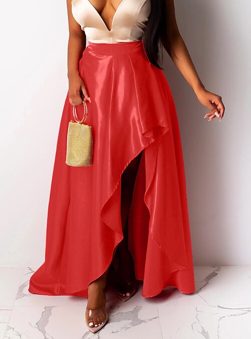 Faldas Ocasionales Sólidas Más El Tamaño 5XL Ropa De Otoño Elegante Negro  Rojo Falda Larga Fiesta De Noche Clud Moda Femenina Oficina Damas T200712  De 21,55 €