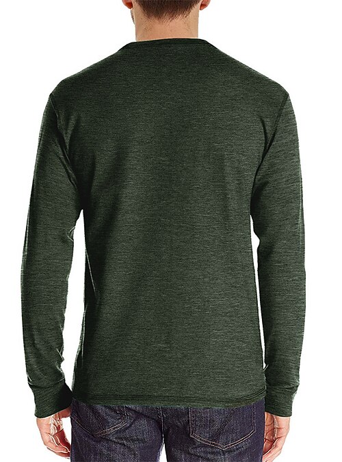 QOSOQ Henley Uomo Manica Lunga – Camicia Casual Leggera Con Bottoni