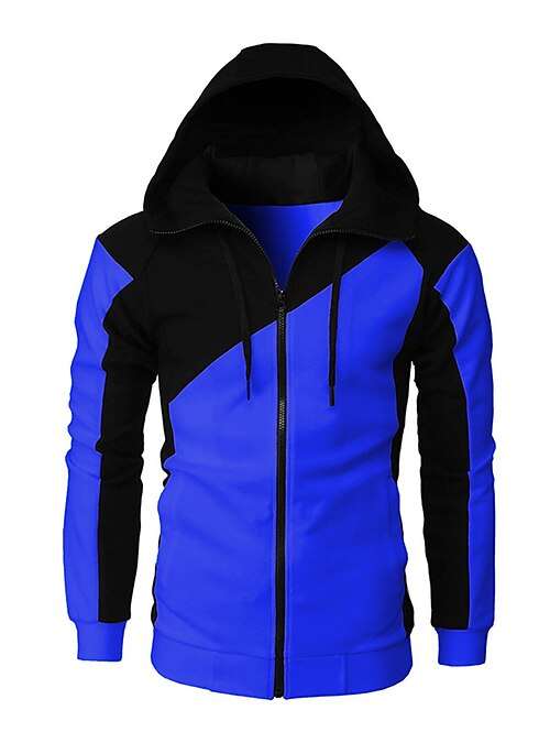 Men s Full Zip Hoodie Jacket Sweat Jacket Black White Wine Red Blue Hooded Graphic Color Block Zipper Casual Cool Casual Big and Tall Winter Spring Fall Clothing Apparel Hoodies Sweatshirts Long