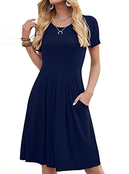 Dress Knee Length Dress Blue ...