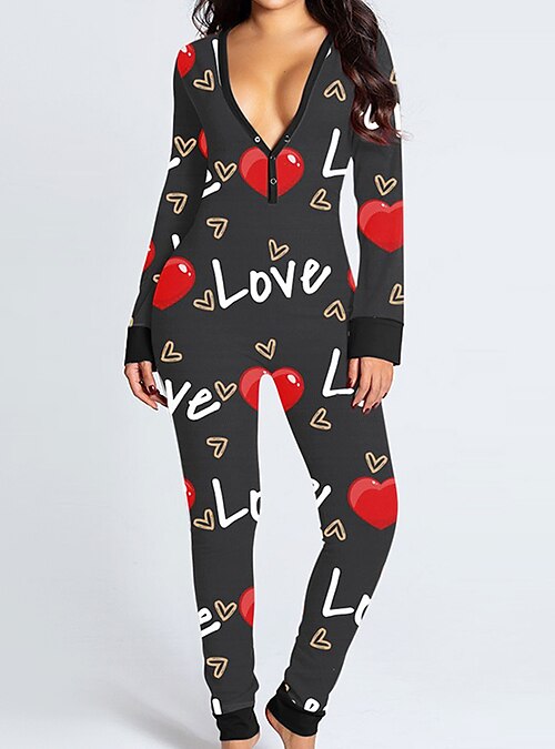 Women s Onesies Pajama for Adult Jumpsuits Nighty Heart Fashion