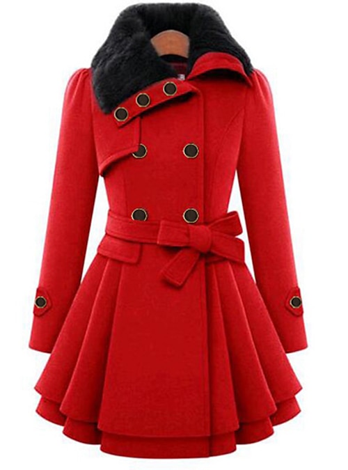Women's Coat Causal Fall Winter Long Coat Regular Fit Classic 