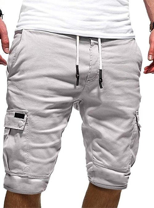 Men's cargo shorts elastic waist casual 