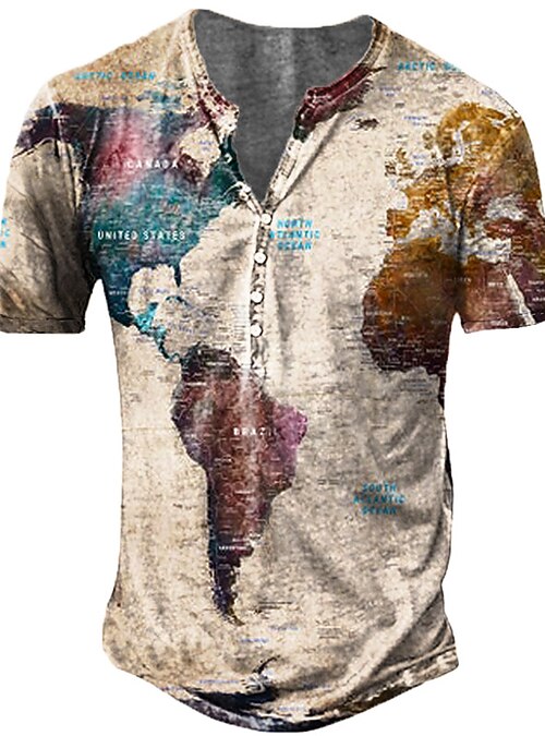 Men's Unisex Henley Shirt T shirt Tee 