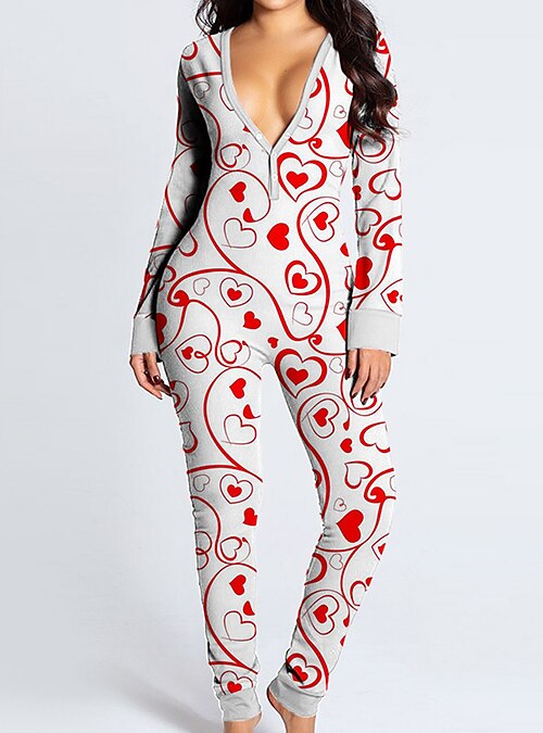 Women s Onesies Pajama for Adult Jumpsuits Nighty Heart Fashion