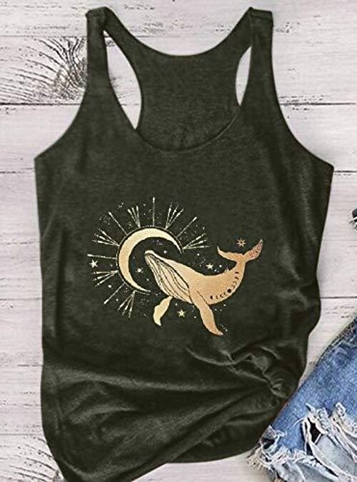 women tank tops, women casual whale 