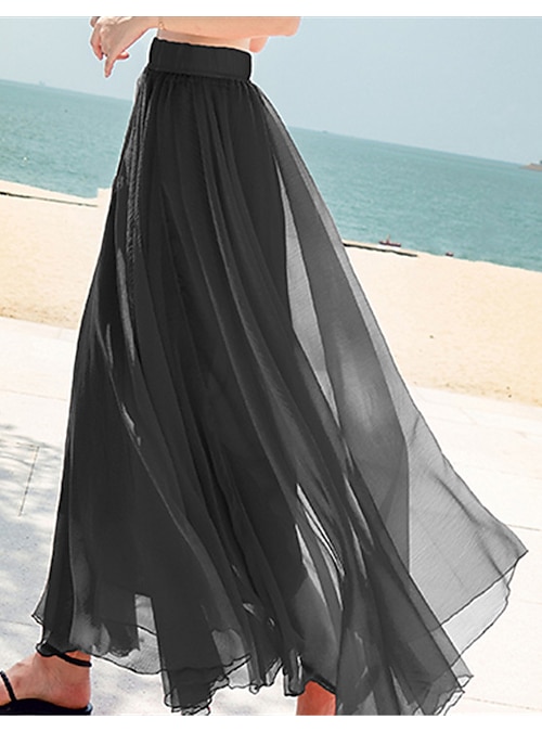 Black maxi hotsell skirt chiffon