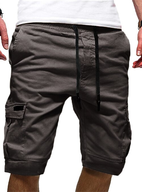 Men's cargo shorts elastic waist casual 