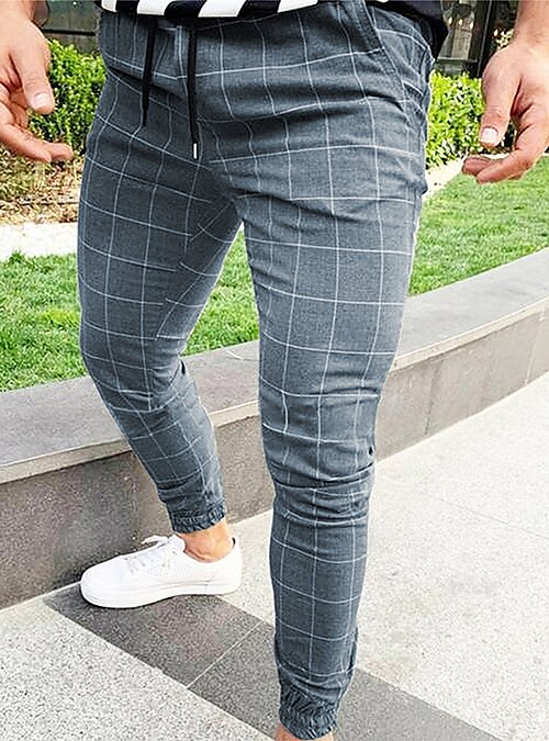 grey plaid mens pants