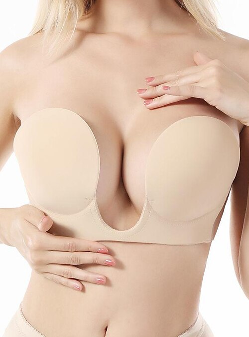Cheap Strapless Silicone Deep U Bra Self-adhesive Gel Sticky Invisible Bra  Bra Backless Dress Nude Bra