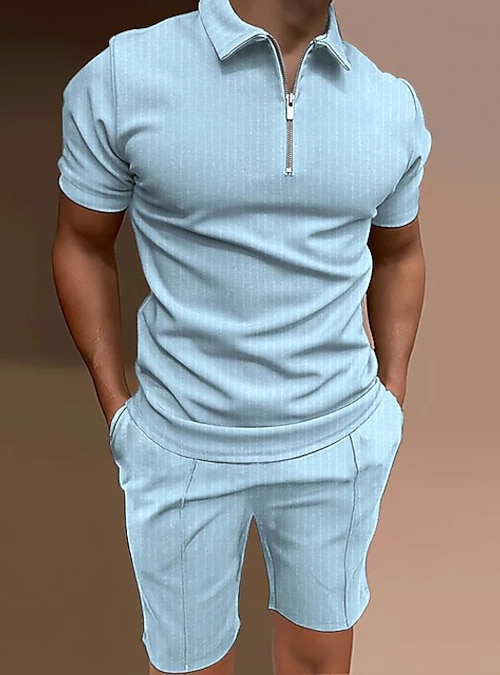 short 2 Pièce Sportswear Tenues Ensemble Men's Summer Casual manches courtes T-shirts 