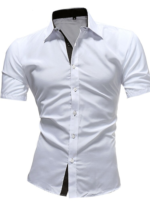 green emerald velvet dress Jemitop Men's Short Sleeve Dress Shirts Casual Business Formal Slim Fit Stretch Wrinkle Free Button Down Shirt Black S