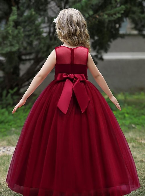 little pink dress wine Kids Little Girls' Dress Solid Colored Tulle Dress Party Daily Bow Green Pink  Wine Maxi Sleeveless Princess Cute Dresses Spring Summer Slim 4-13 Years  2026