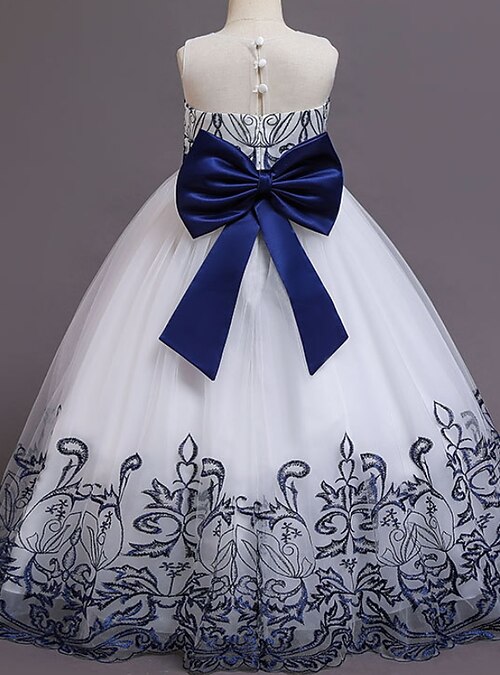 Kids Girls' Flower Girl Dress Dress Floral Performance Wedding Anniversary  Cute Beautiful Polyester Midi Floral Embroidery Dress A Line Dress Summer  Spring 4-12 Years Champagne Wine Royal Blue 2026 - AU $80.59