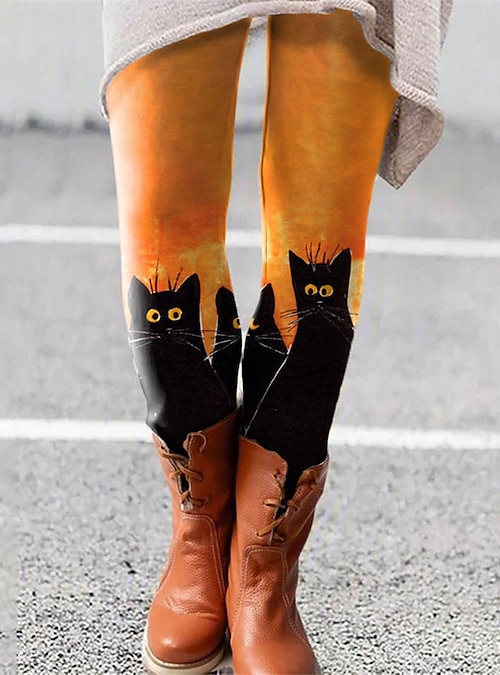 Black Cat Over The Knee Halloween Tights