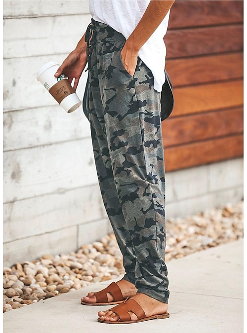 Women's Sweatpants Joggers Harem Pants Camouflage Mid Waist Casual / Sporty  Athleisure Casual Weekend Side Pockets Print Micro-elastic Full Length  Comfort Camouflage S M L XL 2XL 2024 - $18.99