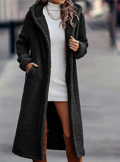 Black long best sale teddy jacket