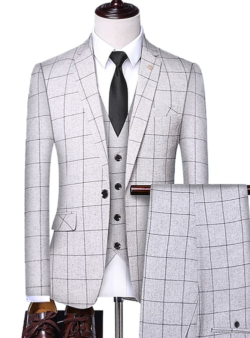 Gray Wedding Plus size Suits for Men 3 Pieces Blazer Business