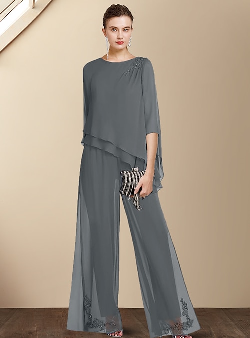 Wedtrend Elegant Grey 2 Pieces Chiffon Mother of The Bride