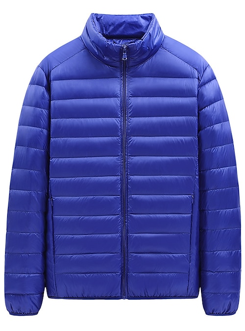 Fatuov Puffer Coat Men Zip Up Winter 50% off Clear! Thicken Fleece Long  Sleeve Blue Jackets