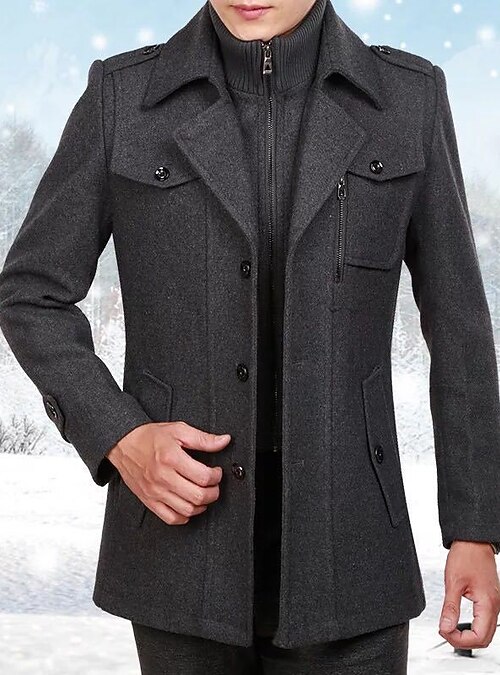 Manteau Homme En Laine Trench élégant - Hiver & Affaires | Coupe Classique, Chaud Et Polyvalent