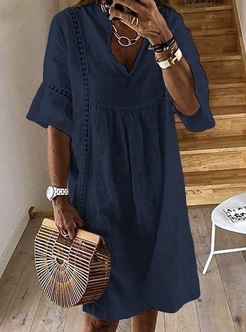 dusty blue dress casual Claire Blue Modest Chiffon Dress
