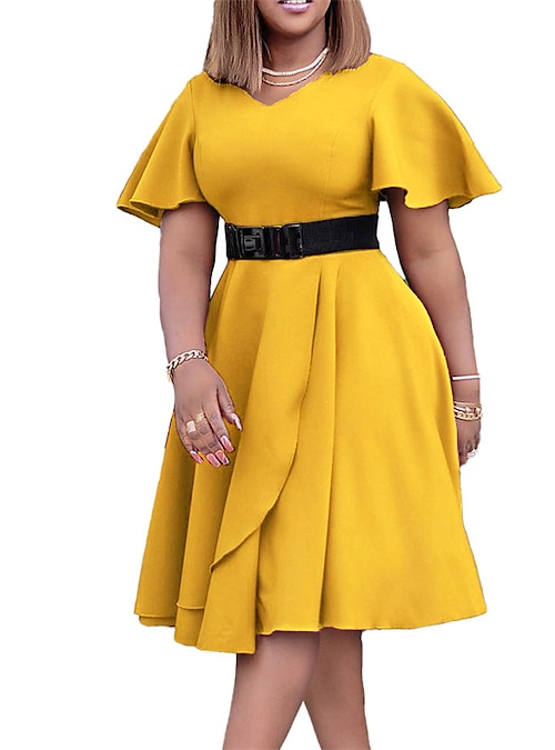 Women's Plus Size Curve Flattering Dresses Elegant Apple Shaped