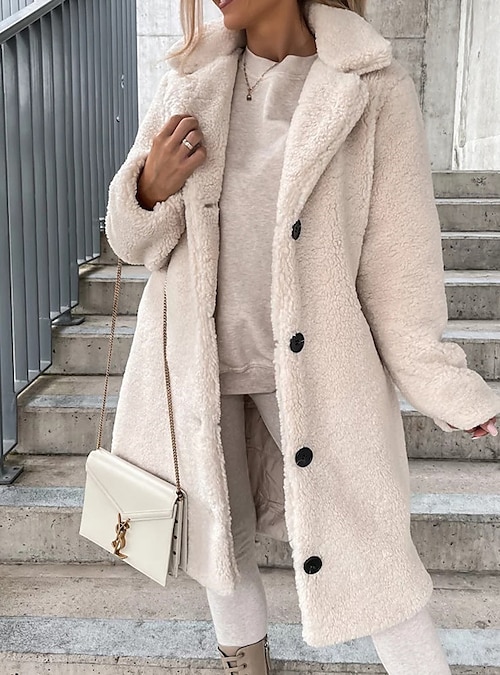 Long Cream Teddy Coat 2024