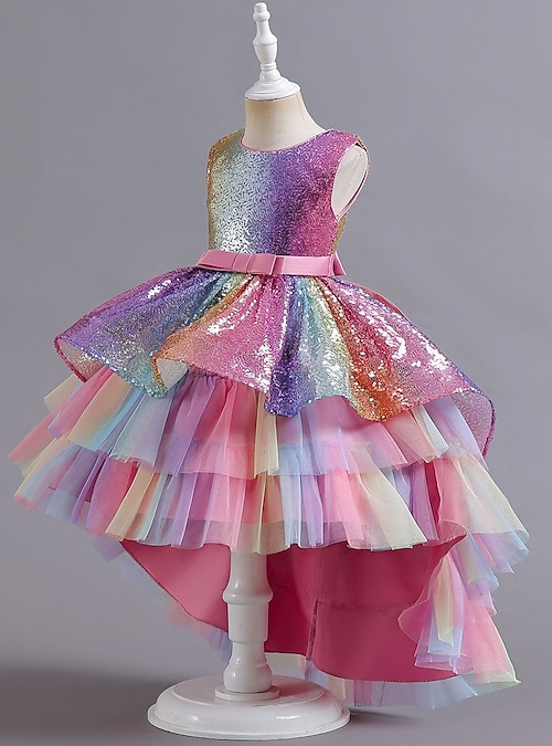 Robe Enfant H&M Rose Pailletée Avec Nœud - Taille 6/8 Ans, Manches Courtes, Neuve Avec étiquettes