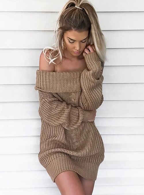 oversized sweater dress off the shoulder