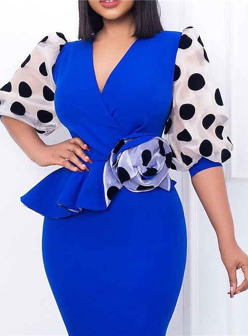 Women Summer Clothing Plus Size V Neck Patchwork Dress Turkish African  Women's Office Formal Business Dresses - China Dress and Ladies Dress price