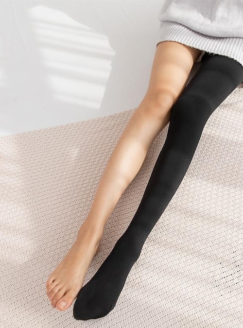 Women's Tights Pantyhose Fleece Tights Fleece lined Fall & Winter Tights  Thermal Warm Stretchy Fashion Casual Daily Nude Black-Toeless Nude-Toeless  One-Size 2024 - $16.99