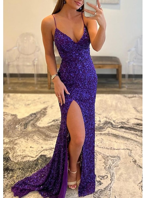 Sereia Vestidos de baile Brilho Glitter Vestido Formal Convidado