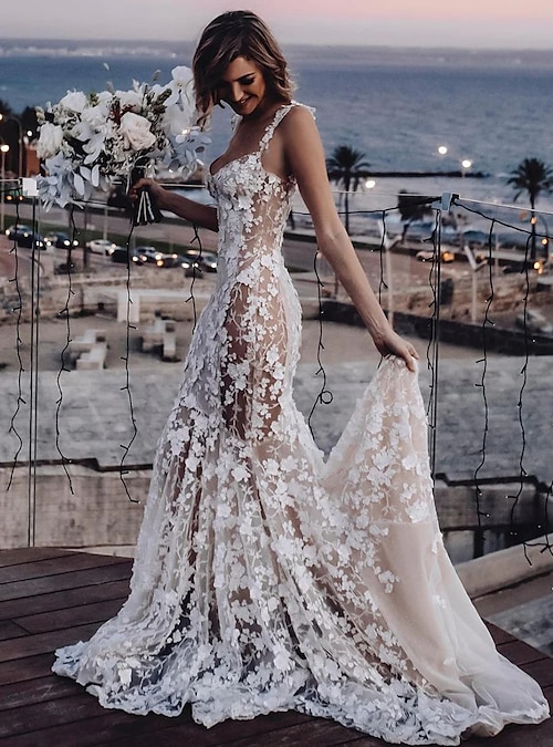 Boho trumpet 2024 wedding dress