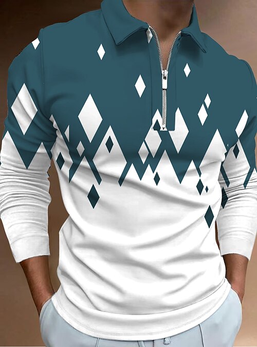 Polo para hombre, camisa de Golf, Polo con cremallera, estampado