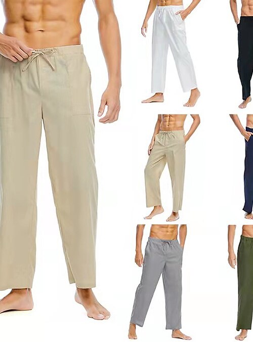 Mens Linen Yoga Pants